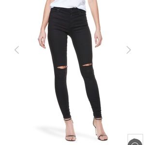 Black Mott and Bow knee slit Jeans